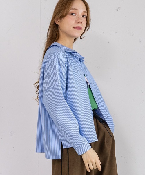 POU DOU DOU（プードゥドゥ）の「タック衿ボックスシャツ（シャツ/ブラウス・レディース・オフホワイト/ブルー/ブラック・3）」の7枚目の写真