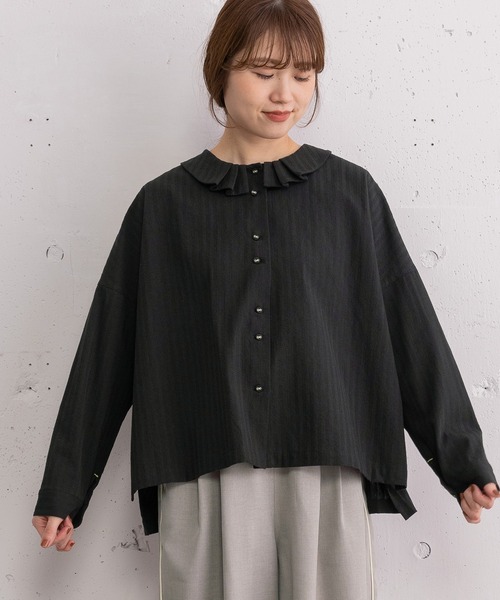 POU DOU DOU（プードゥドゥ）の「タック衿ボックスシャツ（シャツ/ブラウス・レディース・オフホワイト/ブルー/ブラック・3）」の22枚目の写真