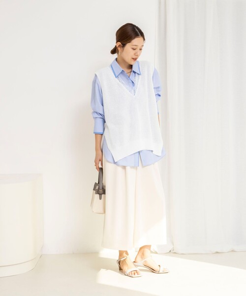 NOLLEY’S(ノーリーズ)の「《手洗い可能》Vネックレースジレ(ベスト・レディース・ベージュ/ブラック/オフホワイト・38)」の15枚目の写真
