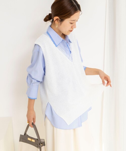 NOLLEY’S(ノーリーズ)の「《手洗い可能》Vネックレースジレ(ベスト・レディース・ベージュ/ブラック/オフホワイト・38)」の21枚目の写真