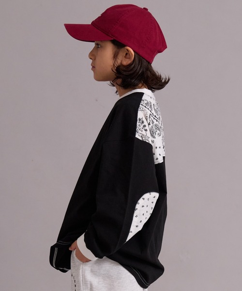 PAIRMANON STREET（ペアマノンストリート）の「エルボーパッチ 長袖 Tシャツ【PAIRMANON STREET】（Tシャツ/カットソー・キッズ・オフホワイト/ブラック系その他/ブルー/ブラック・100/110/120/130/140/150/160/90）」の9枚目の写真