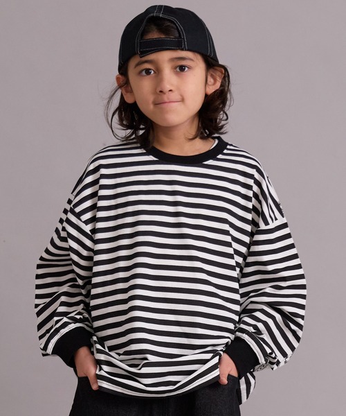 PAIRMANON STREET（ペアマノンストリート）の「エルボーパッチ 長袖 Tシャツ【PAIRMANON STREET】（Tシャツ/カットソー・キッズ・オフホワイト/ブラック系その他/ブルー/ブラック・100/110/120/130/140/150/160/90）」の12枚目の写真