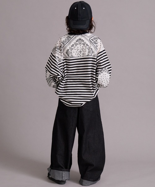 PAIRMANON STREET（ペアマノンストリート）の「エルボーパッチ 長袖 Tシャツ【PAIRMANON STREET】（Tシャツ/カットソー・キッズ・オフホワイト/ブラック系その他/ブルー/ブラック・100/110/120/130/140/150/160/90）」の13枚目の写真