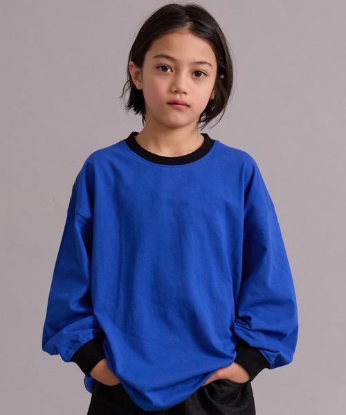 PAIRMANON STREET（ペアマノンストリート）の「エルボーパッチ 長袖 Tシャツ【PAIRMANON STREET】（Tシャツ/カットソー・キッズ・オフホワイト/ブラック系その他/ブルー/ブラック・100/110/120/130/140/150/160/90）」の14枚目の写真