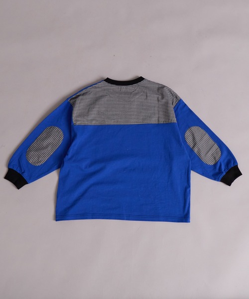 PAIRMANON STREET（ペアマノンストリート）の「エルボーパッチ 長袖 Tシャツ【PAIRMANON STREET】（Tシャツ/カットソー・キッズ・オフホワイト/ブラック系その他/ブルー/ブラック・100/110/120/130/140/150/160/90）」の20枚目の写真