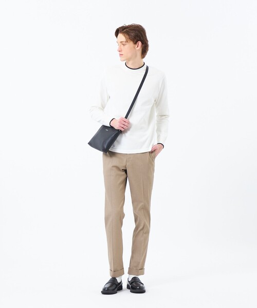 MACKINTOSH PHILOSOPHY（ﾏｯｷﾝﾄｯｼｭ ﾌｨﾛｿﾌｨｰ）の「12G プレーティング天竺 ライン入りモックネック（ニット/セーター・メンズ・オフホワイト/ブルー/ネイビー・38/40）」の4枚目の写真