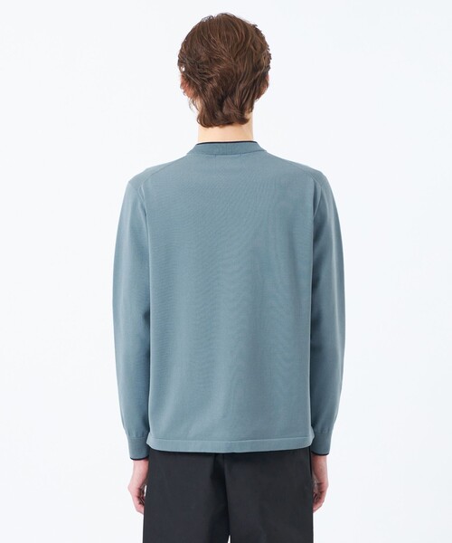 MACKINTOSH PHILOSOPHY（ﾏｯｷﾝﾄｯｼｭ ﾌｨﾛｿﾌｨｰ）の「12G プレーティング天竺 ライン入りモックネック（ニット/セーター・メンズ・オフホワイト/ブルー/ネイビー・38/40）」の9枚目の写真