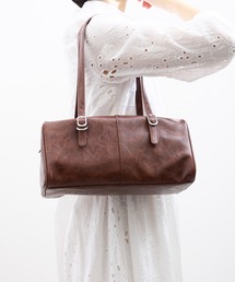 Sunny Side（サニーサイド）の「Sunny Side サニーサイド：ベルトハンドル スクエア ボストンバッグ / ヴィンテージライク フェイクレザー（ボストンバッグ）」