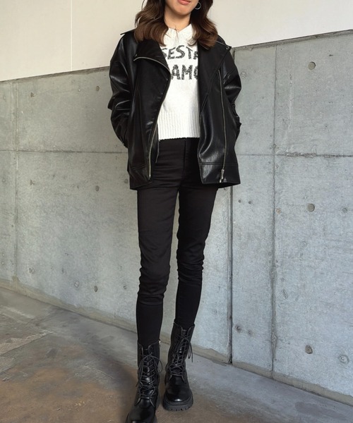 EGOIST(エゴイスト)の「ロゴフード短丈ニットトップス(ニット/セーター・レディース・ブラック/ホワイト/ベージュ・FREE)」の16枚目の写真