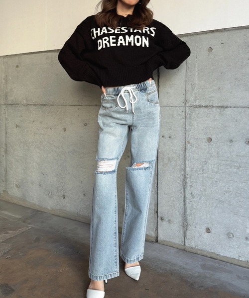 EGOIST(エゴイスト)の「ロゴフード短丈ニットトップス(ニット/セーター・レディース・ブラック/ホワイト/ベージュ・FREE)」の19枚目の写真