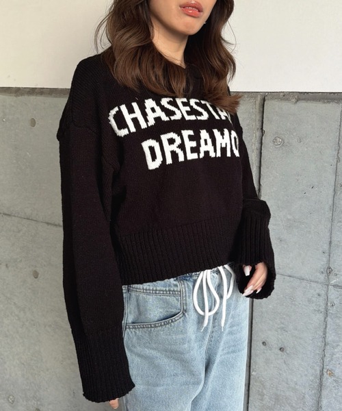 EGOIST(エゴイスト)の「ロゴフード短丈ニットトップス(ニット/セーター・レディース・ブラック/ホワイト/ベージュ・FREE)」の8枚目の写真