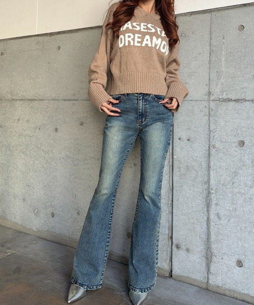 EGOIST(エゴイスト)の「ロゴフード短丈ニットトップス(ニット/セーター・レディース・ブラック/ホワイト/ベージュ・FREE)」の22枚目の写真