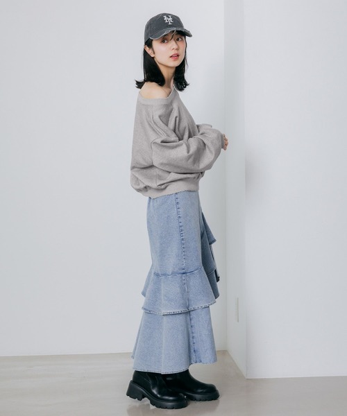 Heather（ヘザー）の「デニムフリルロングスカート　653942（デニムスカート・レディース・グレー/ブルー系その他/ライトブルー・M/S）」の8枚目の写真