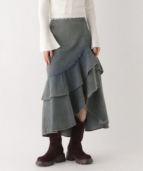 Heather（ヘザー）の「デニムフリルロングスカート　653942（デニムスカート・レディース・グレー/ブルー系その他/ライトブルー・M/S）」の10枚目の写真