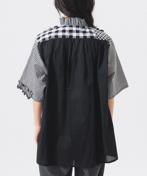 TORI-TO(トリト)の「【別注】TORI-TO / ギンガム フリル シャツ(シャツ/ブラウス・レディース・ブラック/ブルー・ONE SIZE)」の6枚目の写真