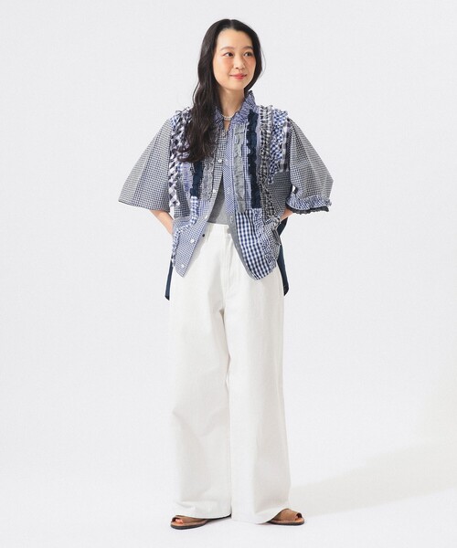 TORI-TO(トリト)の「【別注】TORI-TO / ギンガム フリル シャツ(シャツ/ブラウス・レディース・ブラック/ブルー・ONE SIZE)」の10枚目の写真