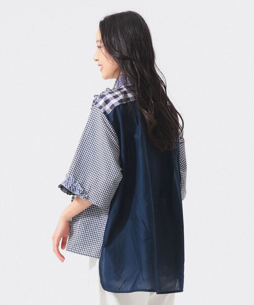 TORI-TO(トリト)の「【別注】TORI-TO / ギンガム フリル シャツ(シャツ/ブラウス・レディース・ブラック/ブルー・ONE SIZE)」の14枚目の写真