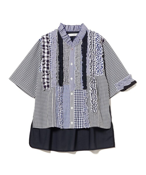 TORI-TO(トリト)の「【別注】TORI-TO / ギンガム フリル シャツ(シャツ/ブラウス・レディース・ブラック/ブルー・ONE SIZE)」の16枚目の写真