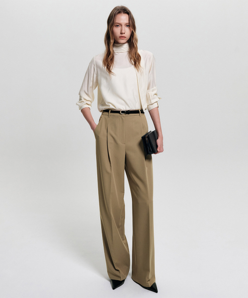 LOOKAST(ルックキャスト)の「エリスワイドスラックス_ベージュ / ELISE WIDE SLACKS_BEIGE(スラックス・レディース・Beige・SMALL/MEDIUM)」の1枚目の写真