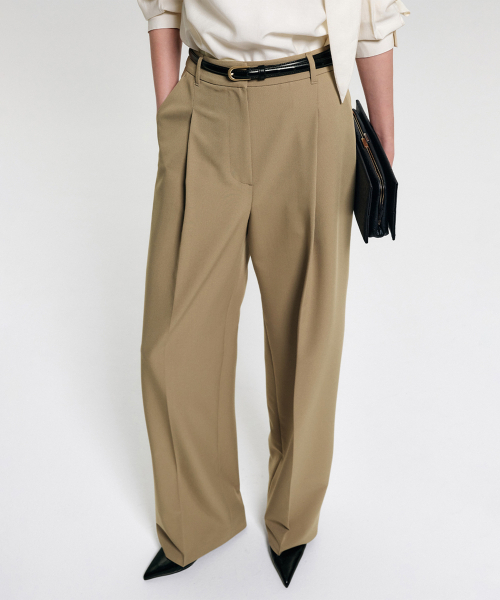 LOOKAST(ルックキャスト)の「エリスワイドスラックス_ベージュ / ELISE WIDE SLACKS_BEIGE(スラックス・レディース・Beige・SMALL/MEDIUM)」の2枚目の写真