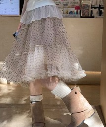 【春コーデ】ドットチュールティアードスカート / Dot Tulle Tiered Skirt