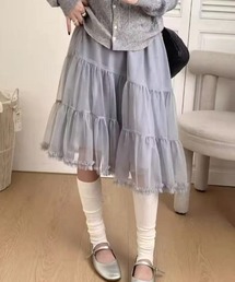 【春コーデ】ドットチュールティアードスカート / Dot Tulle Tiered Skirt