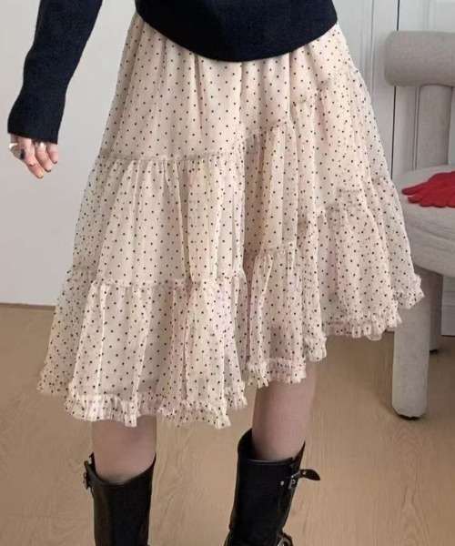 DIAVEL（ディアベル）の「【春コーデ】ドットチュールティアードスカート / Dot Tulle Tiered Skirt（スカート・レディース・ベージュ/グレー/ブラック・M）」の9枚目の写真