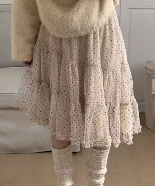 DIAVEL（ディアベル）の「【春コーデ】ドットチュールティアードスカート / Dot Tulle Tiered Skirt（スカート・レディース・ベージュ/グレー/ブラック・M）」の10枚目の写真