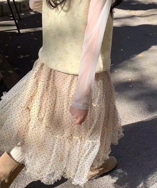 DIAVEL（ディアベル）の「【春コーデ】ドットチュールティアードスカート / Dot Tulle Tiered Skirt（スカート・レディース・ベージュ/グレー/ブラック・M）」の20枚目の写真