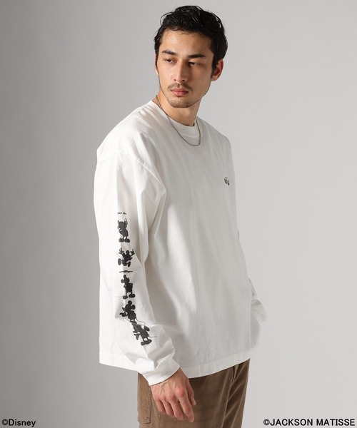 JACKSON MATISSE（ジャクソンマティス）の「【JACKSON MATISSE/BAYFLOW】「ミッキーマウス」デザインTシャツ［ユニセックス］（Tシャツ/カットソー・メンズ・オレンジ/チャコール/オフホワイト・MEDIUM/LARGE）」の2枚目の写真