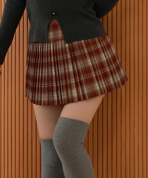 M DOLLY(エムドリー)の「check pleats mirel mini skirt/チェックプリーツミレルミニスカート(スカート・レディース・テラコッタ/ブラウン/ブラック・M/S)」の3枚目の写真