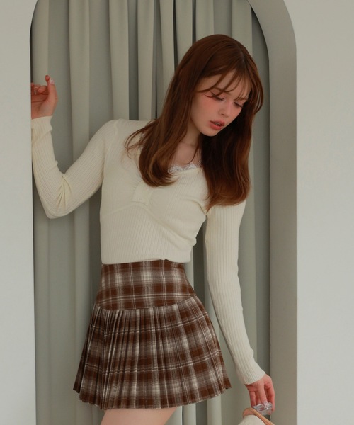 M DOLLY(エムドリー)の「check pleats mirel mini skirt/チェックプリーツミレルミニスカート(スカート・レディース・テラコッタ/ブラウン/ブラック・M/S)」の10枚目の写真