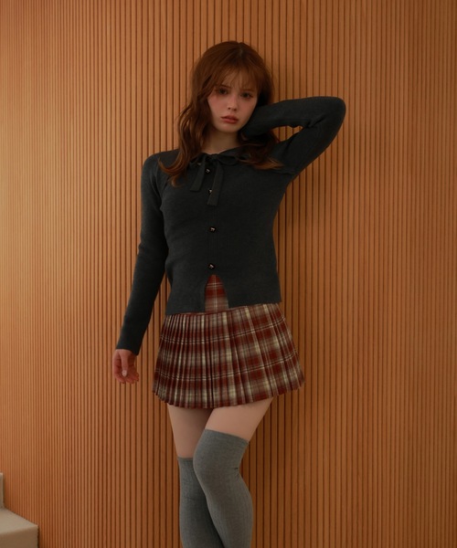 M DOLLY(エムドリー)の「check pleats mirel mini skirt/チェックプリーツミレルミニスカート(スカート・レディース・テラコッタ/ブラウン/ブラック・M/S)」の13枚目の写真