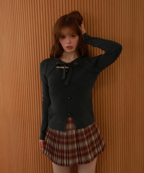 M DOLLY(エムドリー)の「check pleats mirel mini skirt/チェックプリーツミレルミニスカート(スカート・レディース・テラコッタ/ブラウン/ブラック・M/S)」の18枚目の写真