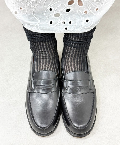 SHIZUTA（シズタ）の「SHIZUTA:　シアー　透け感リブ　クルーソックス（ソックス/靴下・レディース・ブラック/杢グレー/ホワイト・FREE）」の12枚目の写真