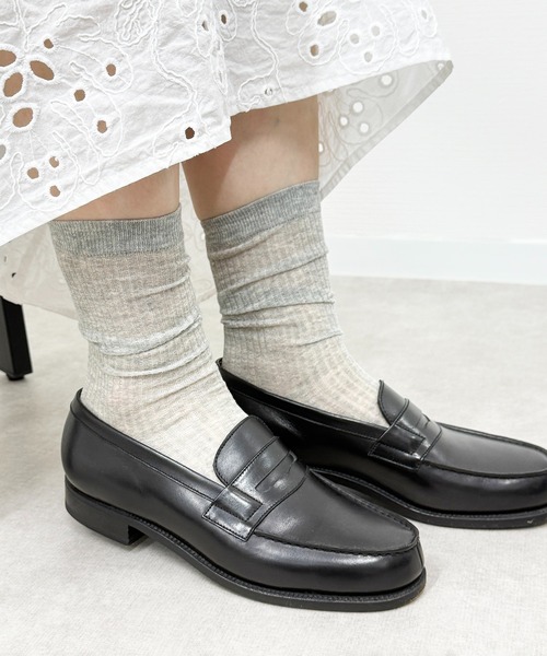 SHIZUTA（シズタ）の「SHIZUTA:　シアー　透け感リブ　クルーソックス（ソックス/靴下・レディース・ブラック/杢グレー/ホワイト・FREE）」の18枚目の写真