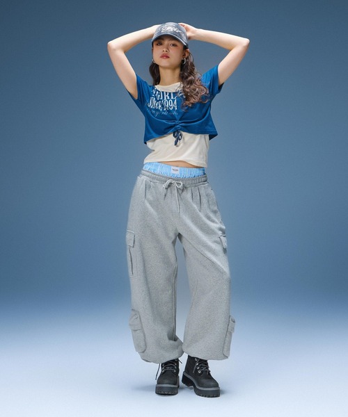 X-girl（エックスガール）の「VARIOUS POCKET SWEATPANTS（スウェットパンツ・レディース・ブラック/オリーブ/アッシュ・S/M）」の15枚目の写真