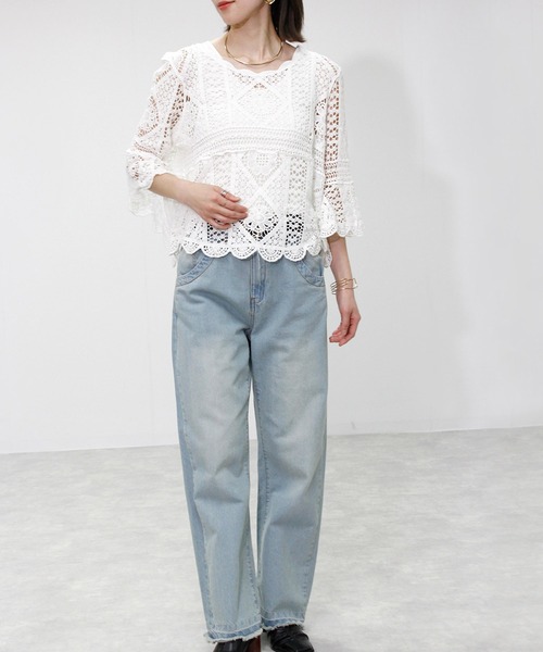 Fizz(フィズ)の「クロシェレースプルオーバー(Tシャツ/カットソー・レディース・ブラック/アイボリー/ホワイト・M)」の12枚目の写真
