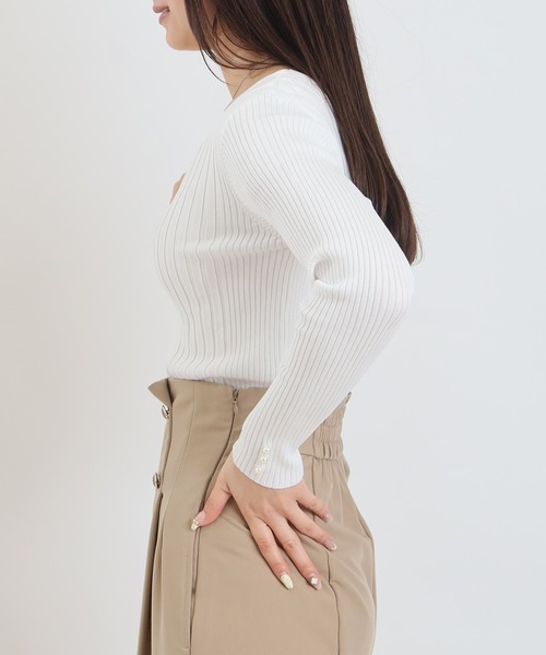 TRUDEA（トルディア）の「スクエアランダムリブニット（ニット/セーター・レディース・ネイビー/ホワイト×ブラック/ホワイト×ネイビー/ホワイト・LARGE/MEDIUM）」の14枚目の写真
