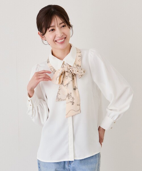Jayro(ジャイロ)の「2WAYダブルカラーボウタイブラウス(シャツ/ブラウス・レディース・ホワイト系その他・M)」の1枚目の写真