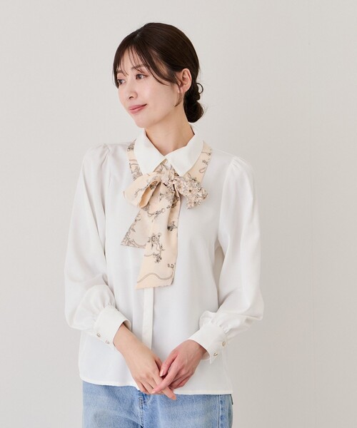 Jayro(ジャイロ)の「2WAYダブルカラーボウタイブラウス(シャツ/ブラウス・レディース・ホワイト系その他・M)」の2枚目の写真