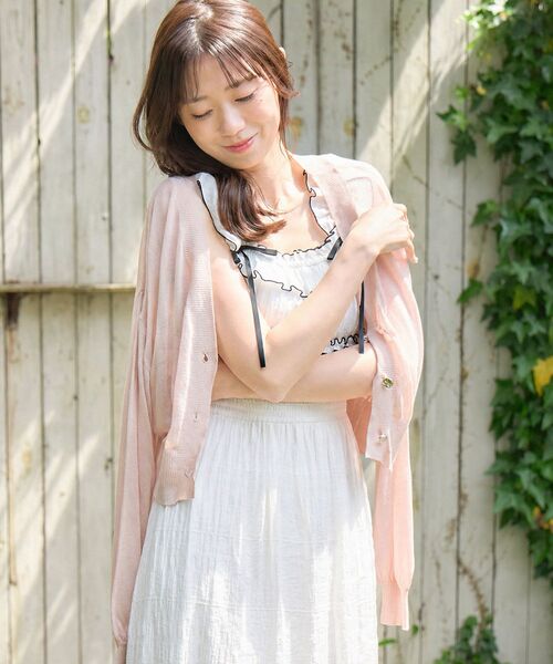 MAJESTIC LEGON（マジェスティックレゴン）の「UVカットシアーカーディガン（カーディガン/ボレロ・レディース・ブラック/アイボリー/ライトグレー/ピンク/ネイビー/ミント/ブルー/オフホワイト・MEDIUM）」の8枚目の写真