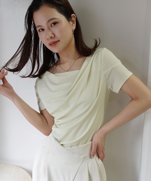 CORNERS(コーナーズ)の「【接触冷感】ドレープ半袖Tシャツ(Tシャツ/カットソー・レディース・ブルー/ピンク/ホワイト/ブラック/ライトグリーン・M/L)」の19枚目の写真