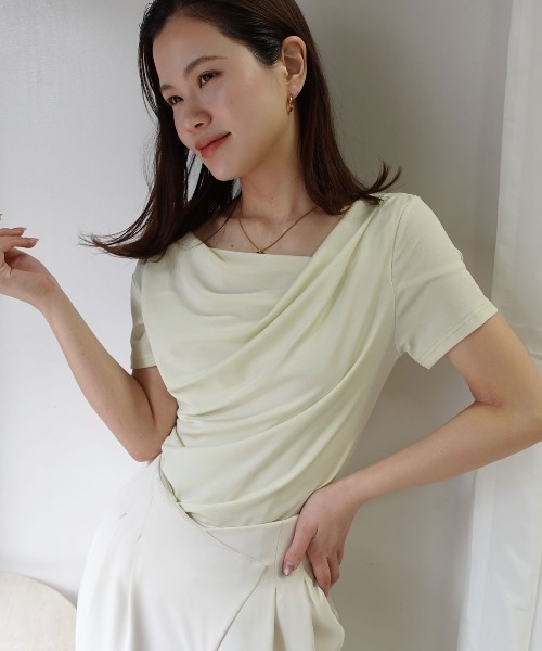 CORNERS(コーナーズ)の「【接触冷感】ドレープ半袖Tシャツ(Tシャツ/カットソー・レディース・ブルー/ピンク/ホワイト/ブラック/ライトグリーン・M/L)」の20枚目の写真