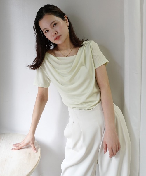 CORNERS(コーナーズ)の「【接触冷感】ドレープ半袖Tシャツ(Tシャツ/カットソー・レディース・ブルー/ピンク/ホワイト/ブラック/ライトグリーン・M/L)」の21枚目の写真