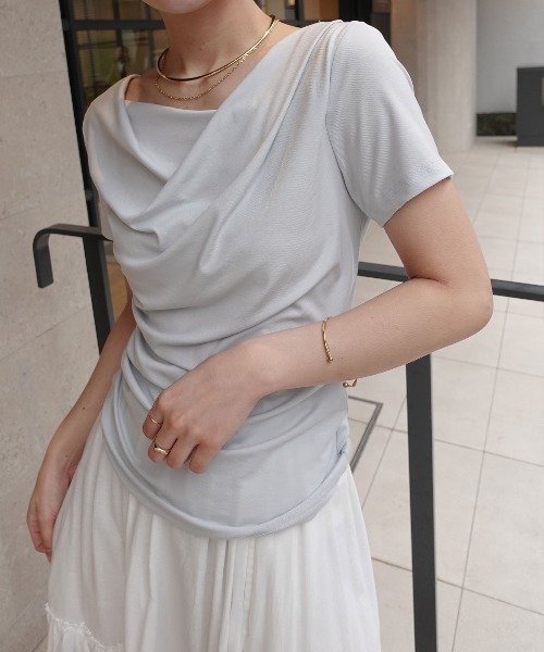 CORNERS(コーナーズ)の「【接触冷感】ドレープ半袖Tシャツ(Tシャツ/カットソー・レディース・ブルー/ピンク/ホワイト/ブラック/ライトグリーン・M/L)」の22枚目の写真