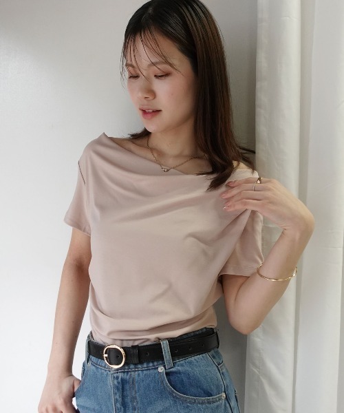 CORNERS(コーナーズ)の「【接触冷感】ドレープ半袖Tシャツ(Tシャツ/カットソー・レディース・ブルー/ピンク/ホワイト/ブラック/ライトグリーン・M/L)」の10枚目の写真