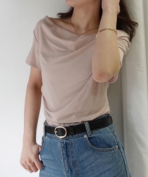 CORNERS(コーナーズ)の「【接触冷感】ドレープ半袖Tシャツ(Tシャツ/カットソー・レディース・ブルー/ピンク/ホワイト/ブラック/ライトグリーン・M/L)」の11枚目の写真