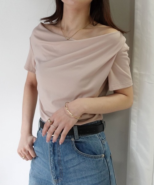CORNERS(コーナーズ)の「【接触冷感】ドレープ半袖Tシャツ(Tシャツ/カットソー・レディース・ブルー/ピンク/ホワイト/ブラック/ライトグリーン・M/L)」の12枚目の写真