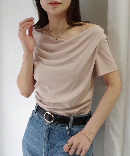 CORNERS(コーナーズ)の「【接触冷感】ドレープ半袖Tシャツ(Tシャツ/カットソー・レディース・ブルー/ピンク/ホワイト/ブラック/ライトグリーン・M/L)」の13枚目の写真
